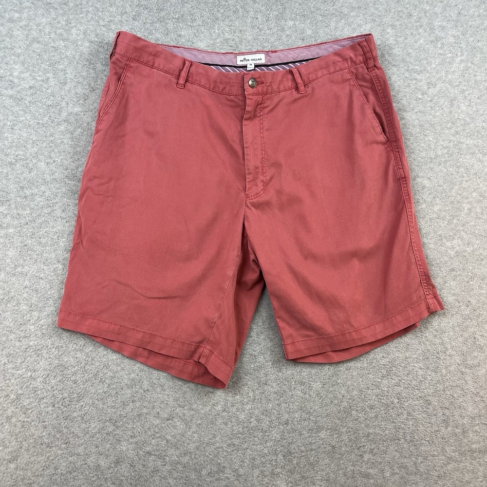 Peter Millar Shorts Pink Golf‎ Flat Front Chino Tencel Salmon Spandex Tencel 36